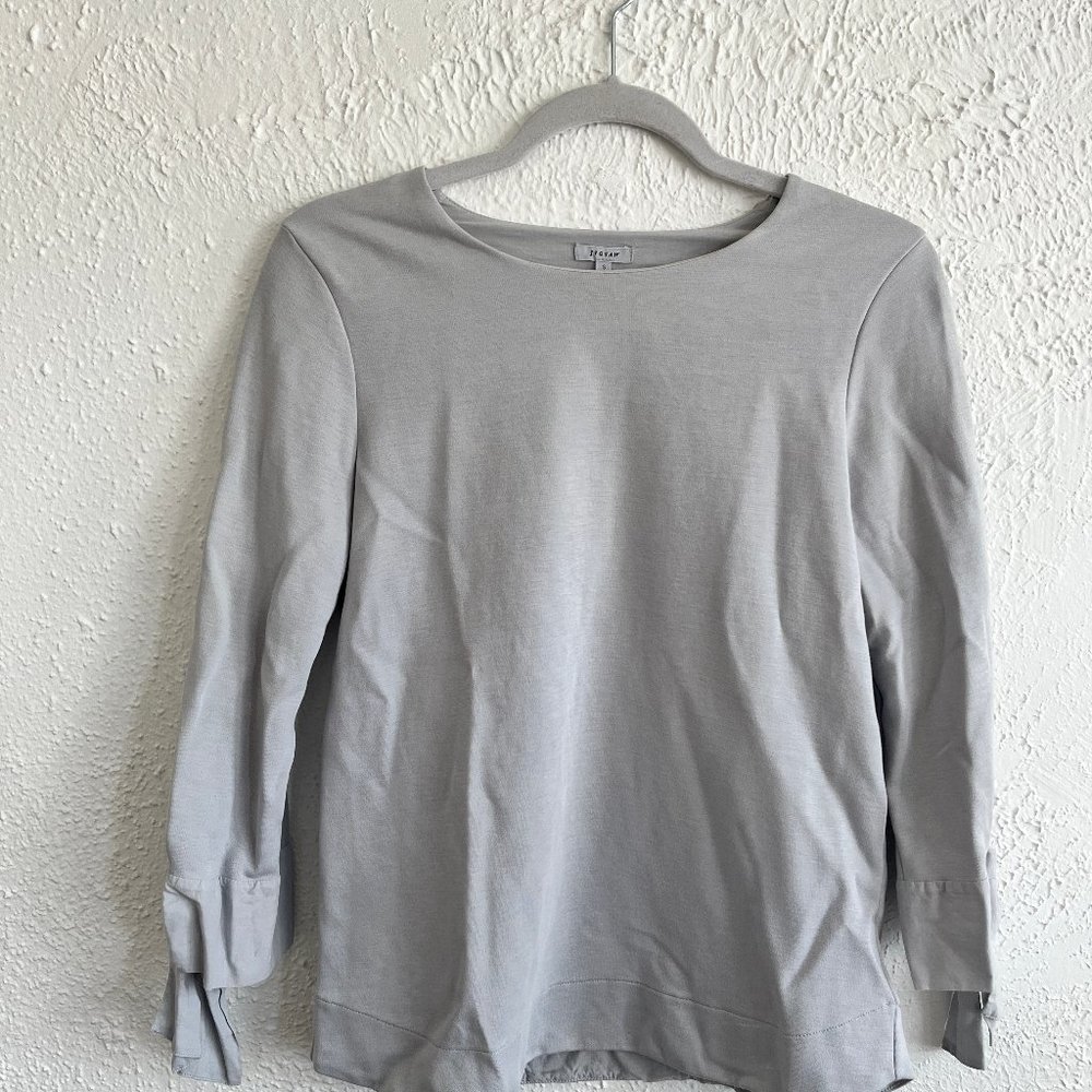 Jigsaw 3/4 Tie-Sleeve Cotton Blouse